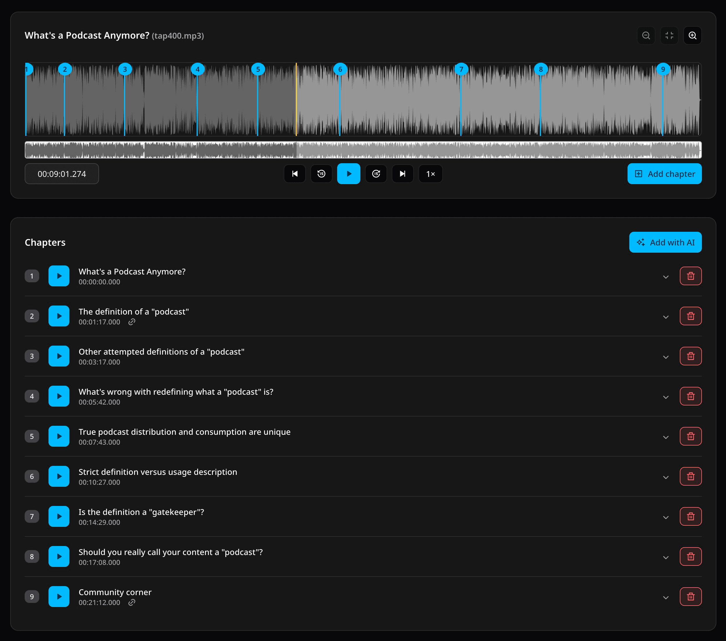 PodChapters editor screenshot